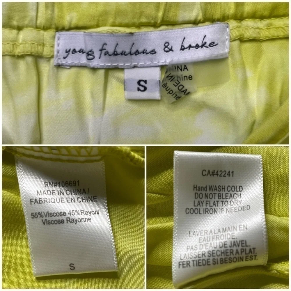 Young Fabulous & Broke Savanna Tie Dye Printed Satin Twist Midi Skirt Lime Small